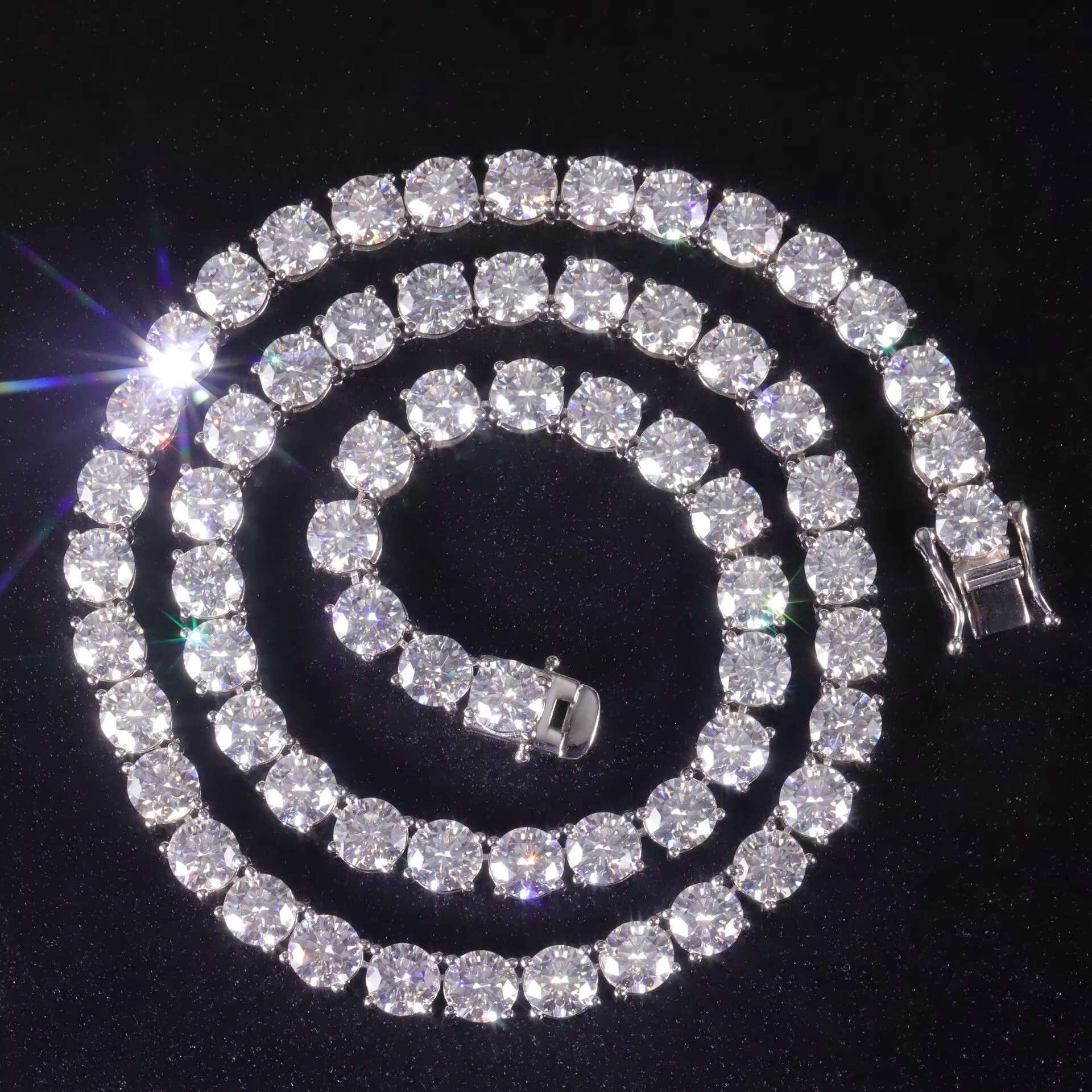 Fine Jewelry Hip Hop Bling S925 Silver 2mm 3mm 4mm 5mm 6mm GRA VVS Moissanite Iced Out Tennis Chain Necklace for Men Women