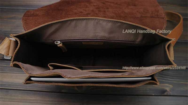Vintage Crazy Horse Leather Men Shoulder Bag Crossbody Bag Mens Messenger Bag Genuine Leather Bag male Leisure Cowhide 2020 W250610