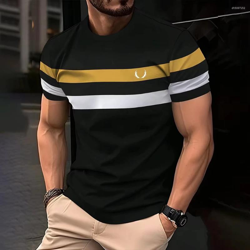 Men's T Shirts Simple Casual Printed Striped T-shirt Fashionable Street Summer Top Short Sleeved Loose Oversized