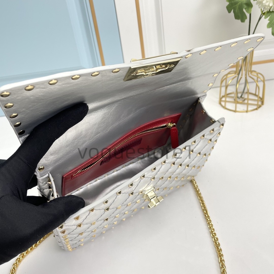 2025 Rockstud Design Rivet Crossbody Chain Flap Casual Versatile Lock Shoulder Export New Designer Brand Bag