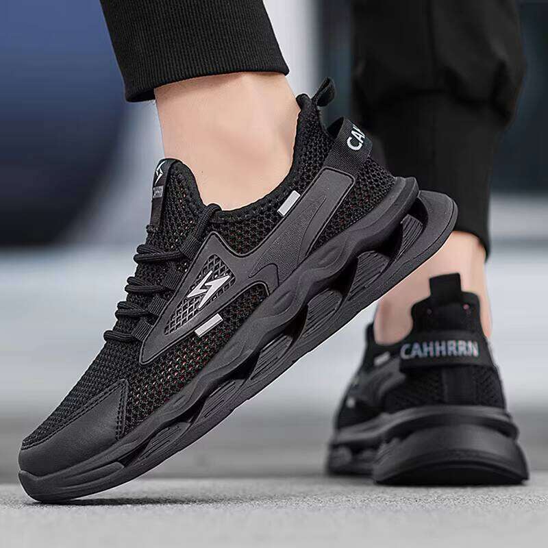 High Quality Knitted Fabric Running Lightweight Breathable Large Size Sports Jogging Casual Men's Shoes
