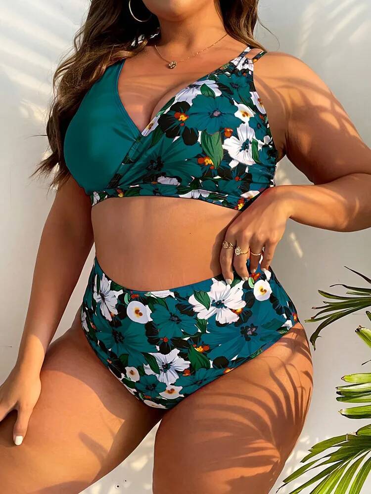 Sexy Bikini Set Plus Size Swimsuit Woman Tankini 2024 Print Swimwear Women Bathing BeachWear Two-Piece Swimming Suit 5XL