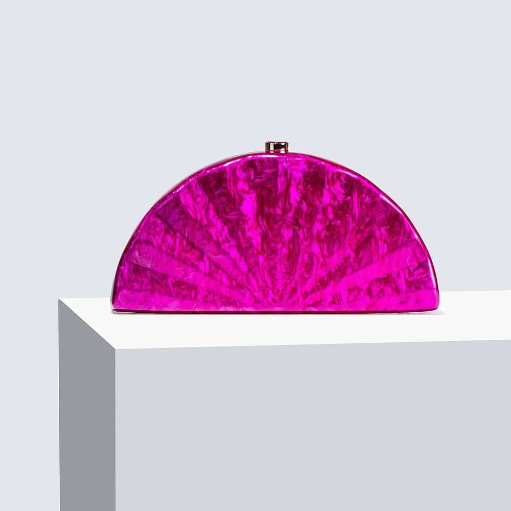 Women Half Moon Acrylic Dinner Box Day Clutch Purse Handbags Small Summer Wedding Party Evening Bag Chain Shoulder Bags Ins