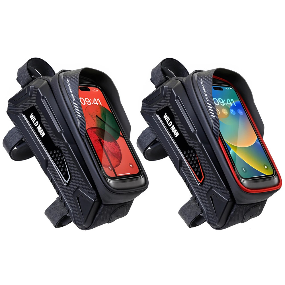WILD MAN MTB Road Bike Top Frame Bag Touch Screen 1L Bike Pouch Phone Case Waterproof with Earphone Hole Cycling Equipment 250610