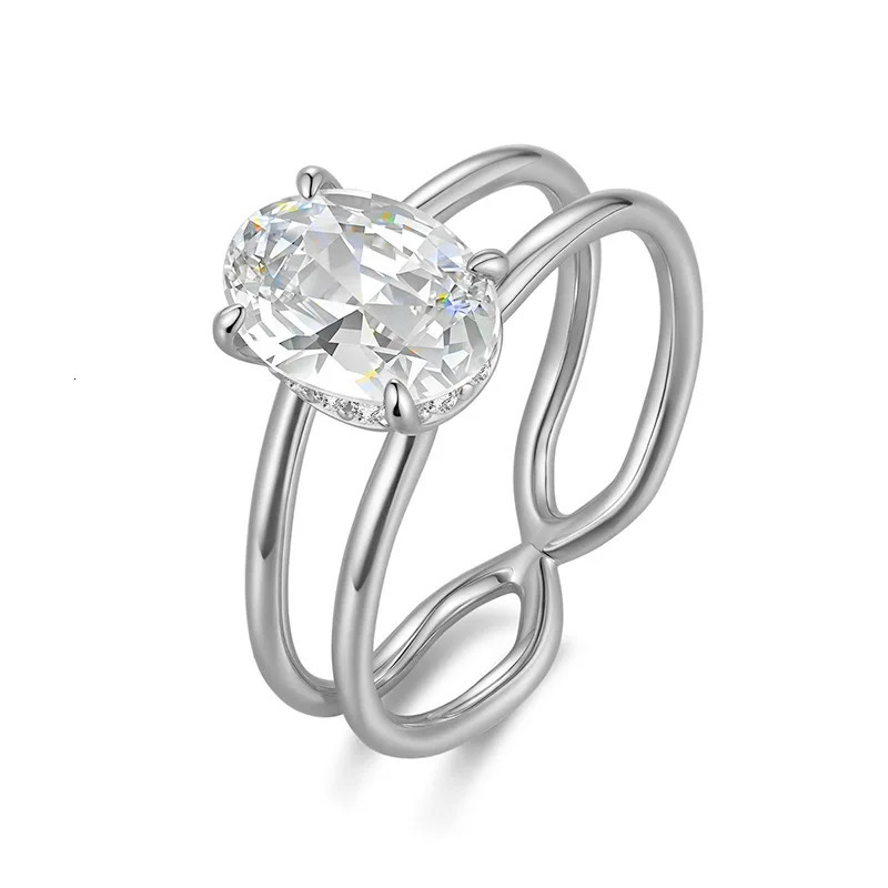 TFGLBU 2CT 7*9mm Oval Cut Ring for Women Lab Diamond Solitaire 18k Plated Wedding Engagement Party Band 925 Silver 250610