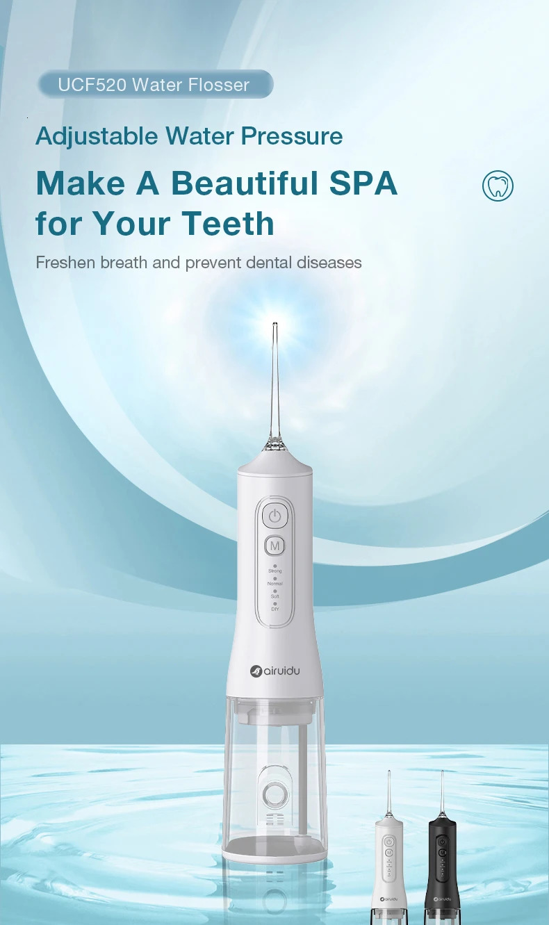 Oral Irrigator Portable Dental Water Flosser USB Rechargeable Water Jet Floss Tooth Pick 5 Jet Tip 300ml 4 Modes IPX7 1800RPM 250605