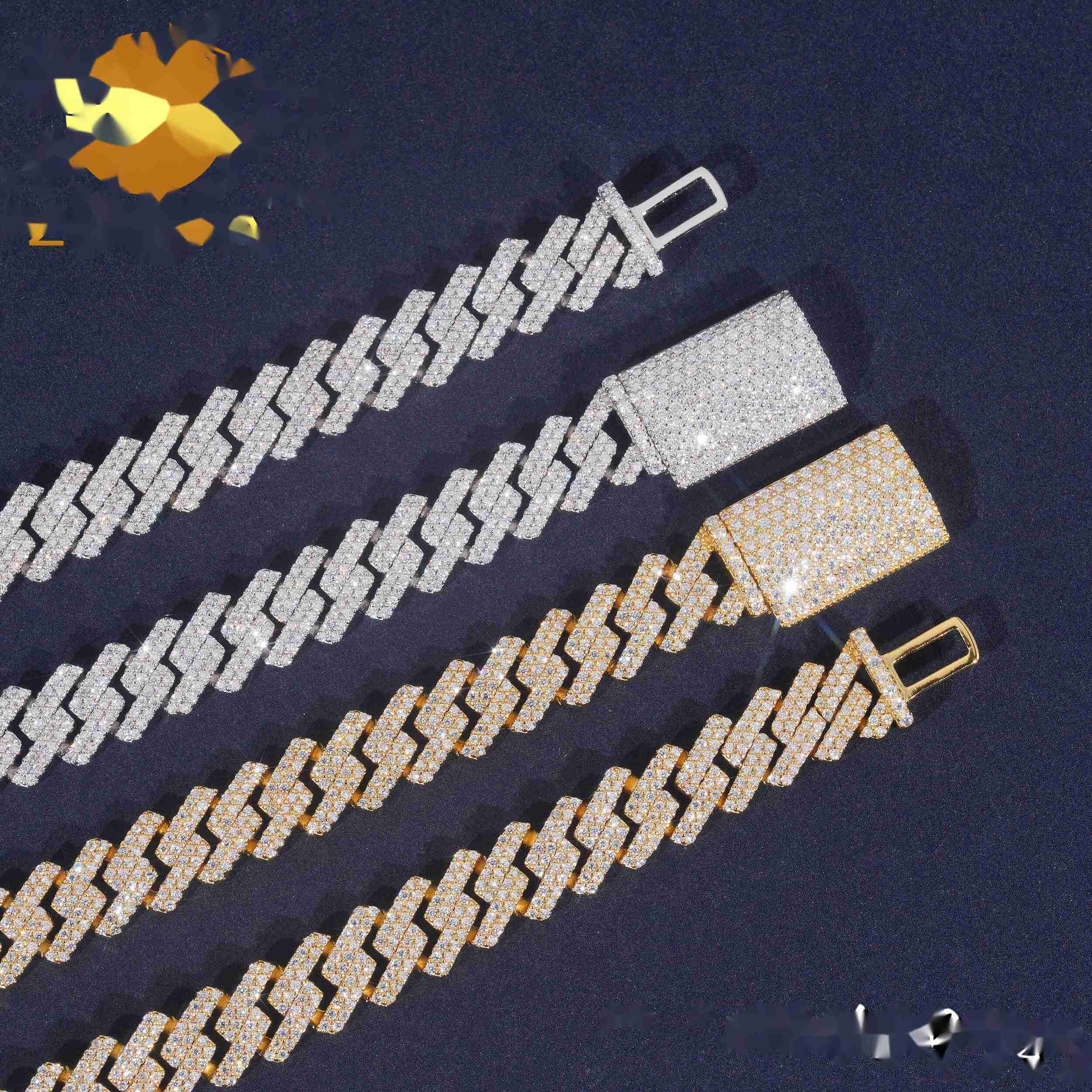 OACOCA High Quality Moissanite Hip Hop Jewelry 10mm Cuban Link Chain 925 Silver Iced Out Cuban Bracelet Necklace With GRA