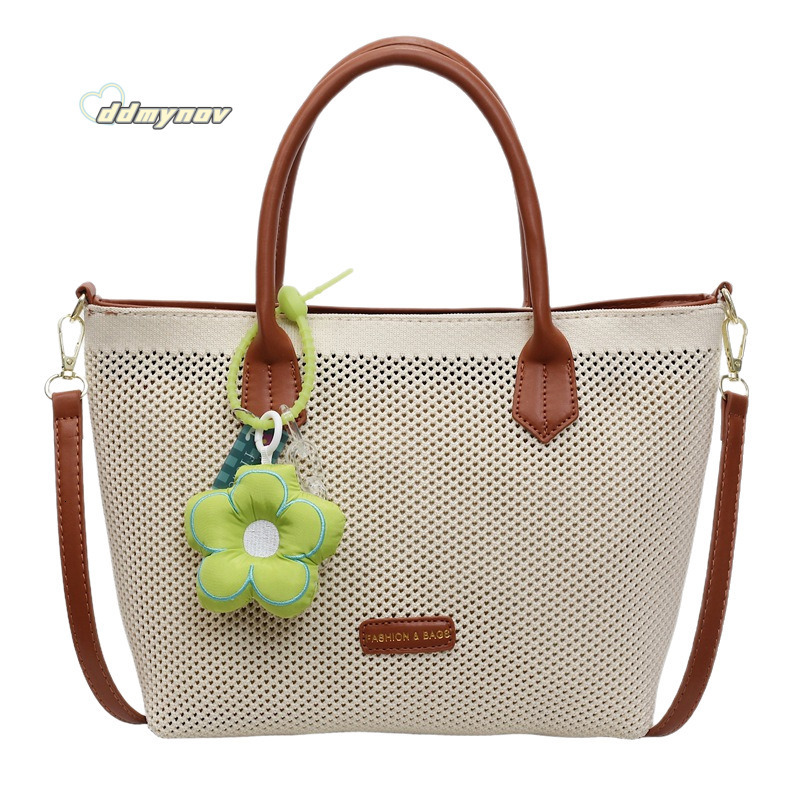 2025 New Straw Large Capacity Bucket for Women Handwoven Commuting Beach Vacation Shoulder Crossbody Bag ddmynov
