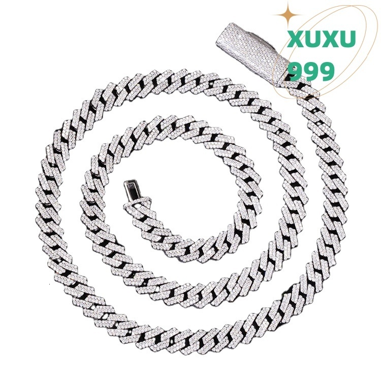 OACOCA Luxury Customized 925 Silver Cuban Chain 8mm 10mm 12mm 14mm Moissanite Diamond Hip Hop Cuban Link Necklace Bracelet