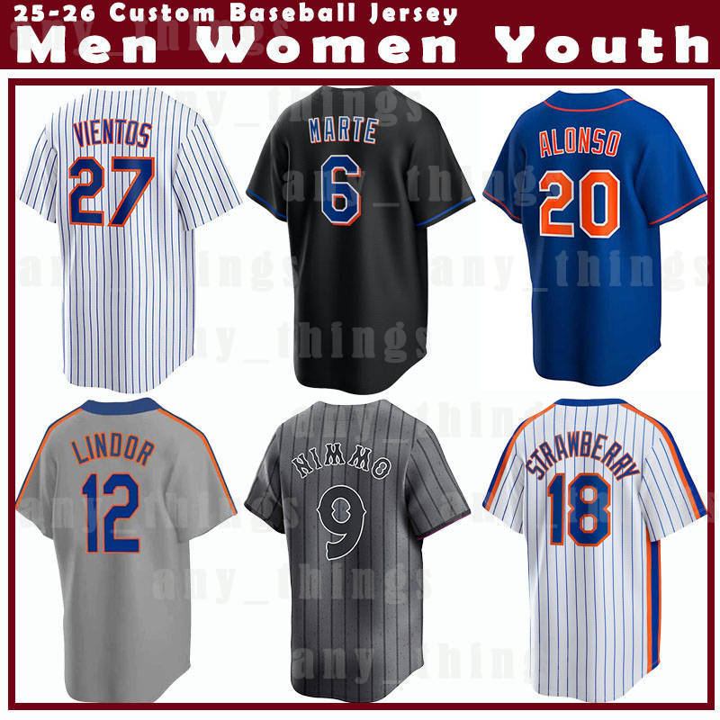 20 Pete Alonso 12 Francisco Lindor Baseball Mets Jerseys Juan Soto Brandon Nimmo Jeff McNeil Starling Marte Mark Vientos Kodai Senga Francisco Alvarez Mauricio