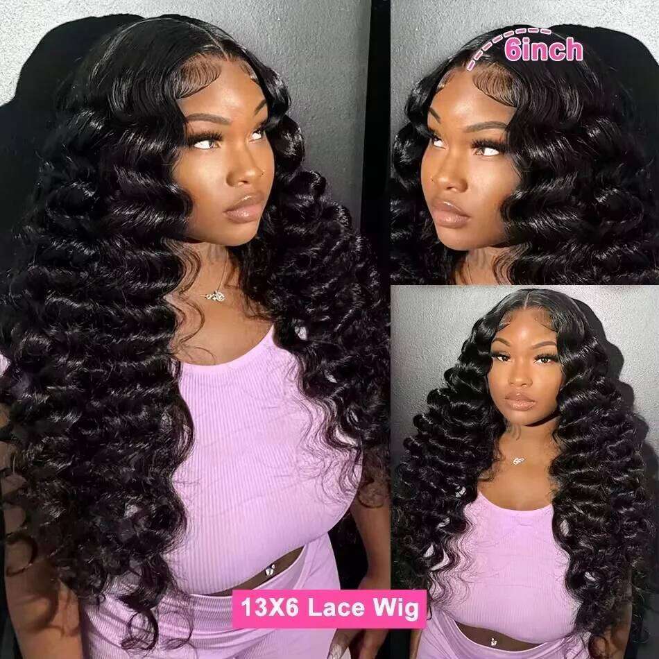 Rosabeauty 250% 13x6 Hd Frontal Wig Loose Waves wig Human Hair Brazilian 30 32Inch Deep Wave 13x4 Lace Front Wigs For Women