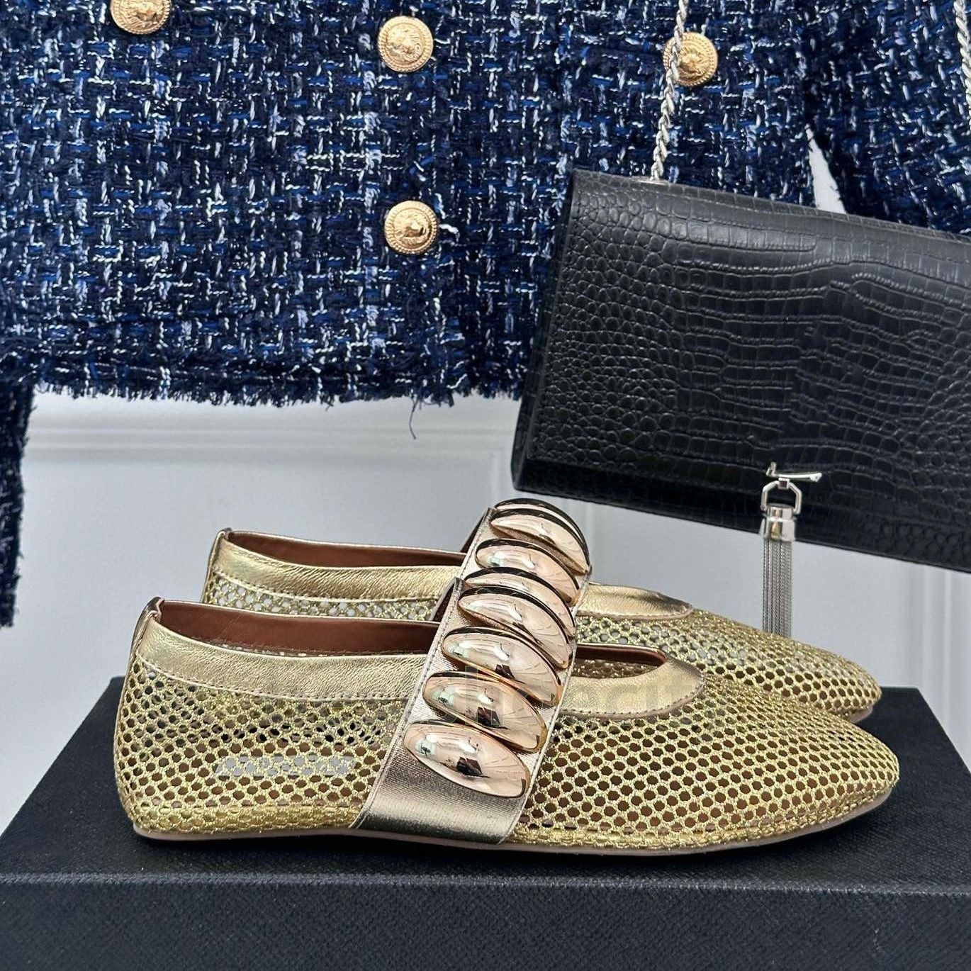 summer ballet flats heels womens loafers hollow mesh sandals breathable light retro metal buckle strap women mary jane shoes size 35-41