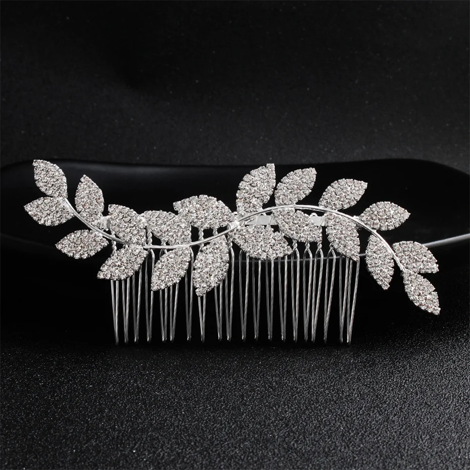 Efily Classic Silver Color Wedding Hair Combs Hairpins Crystal Rhinestone Bride Hair Accessorie Tiara Bridal Hair Jewelry 250610