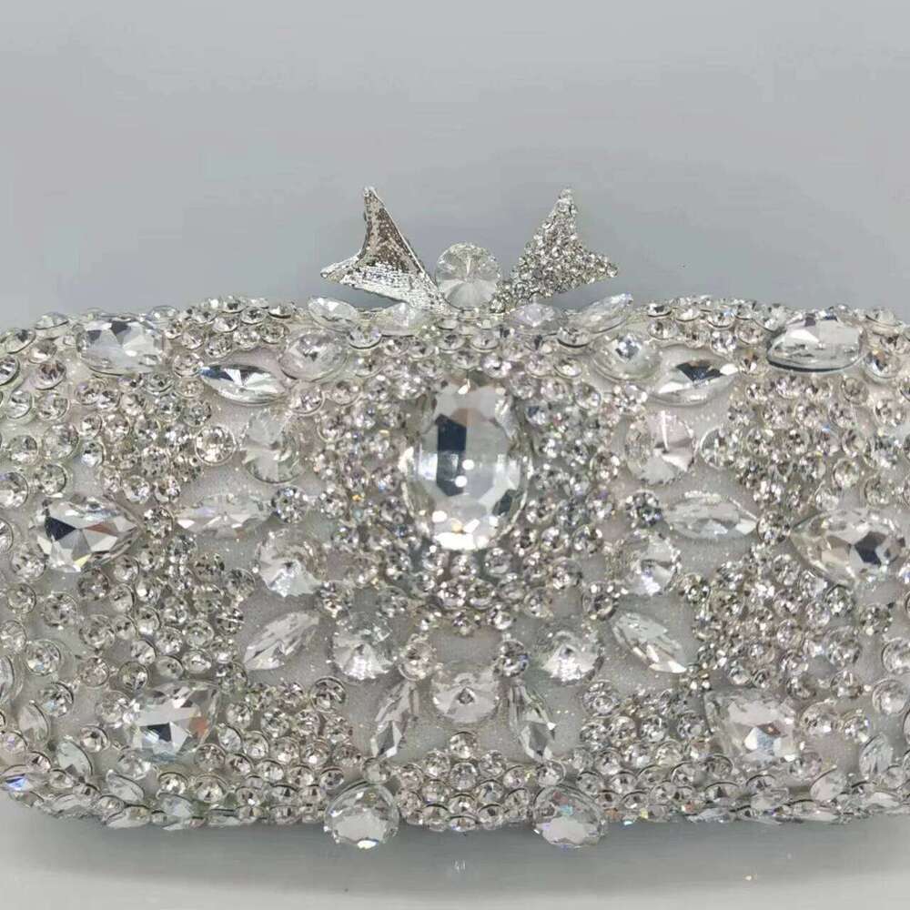 XIYUAN Sier Golden Evening Shiny Flower Rhinestone Dia Clutch Dress Handbag Chain bag Classy Square Box Bag for Women