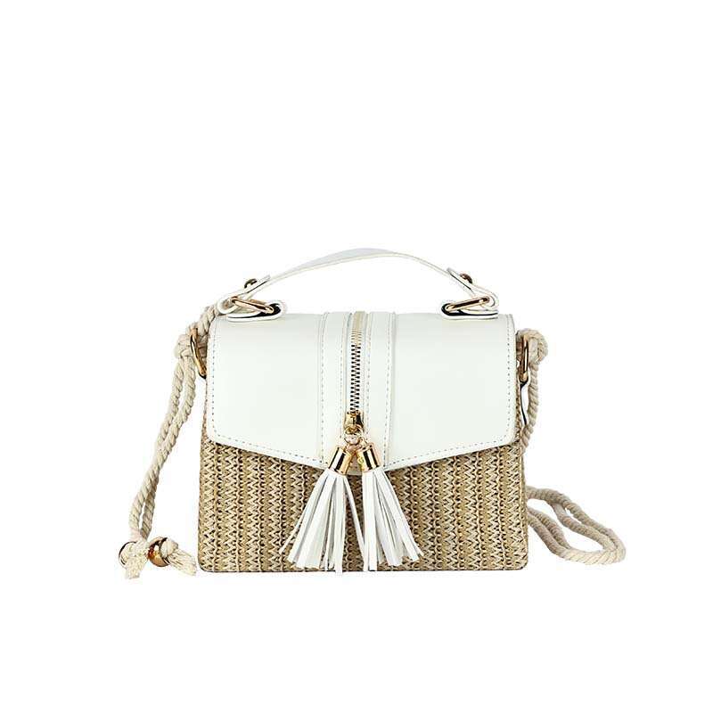 Summer Fashion High-End Color-Block Woven 2024 Stylish Patchwork Handbag Shoulder Bag GUHUISHU