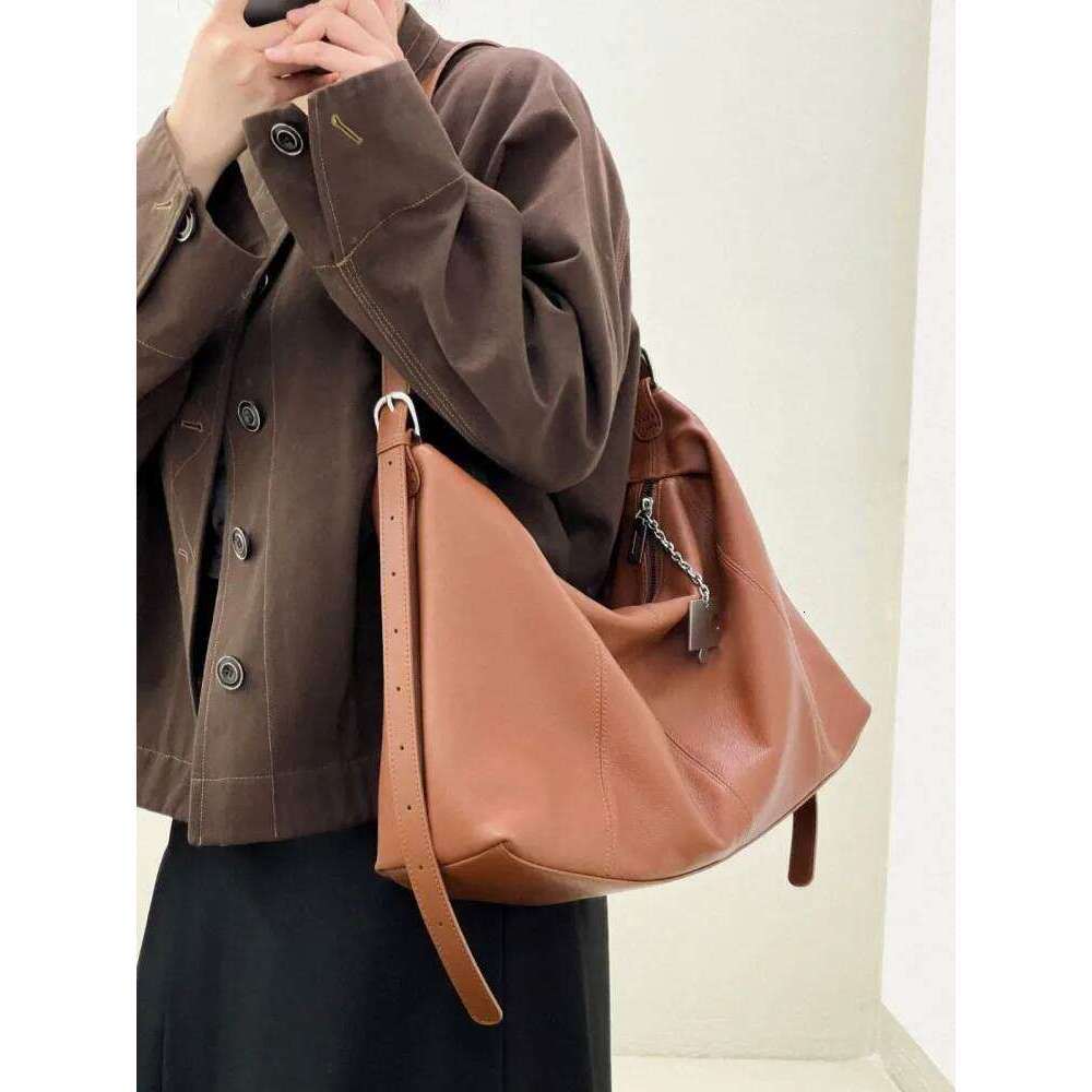 Office Retro New Women Designer Solid Color Genuine Single Shoulder Bag Soft Leather Handbag Tote Casual Crossbody Bags 2025/06/10