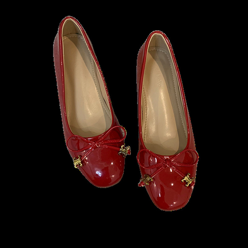 sandal New Spring French Style Petite Height Increasing Flat For Women With Bowknot Ballet Flats Square Toe Shallow Mouth Single Shoes Ddmysaturn