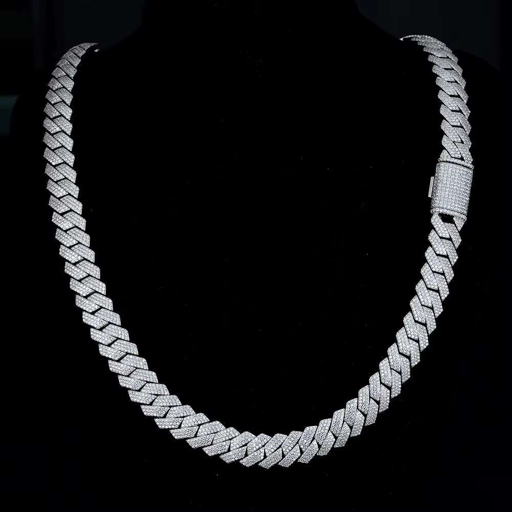 OACOCA Hip Hop 925 Real Gold Full Moissanite Diamond 18K Cuban Link Chains for Man