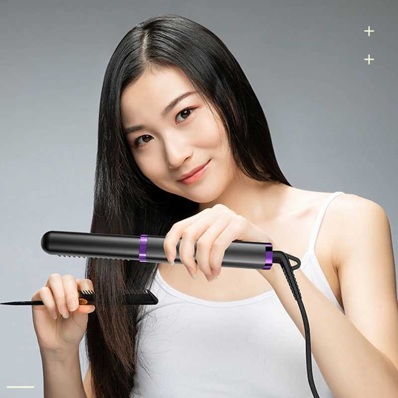 Multifunctional 2 in 1 Negative Ion Ceramic Electric Heat Brush Hair Straightener Hair Styling Tools Heating Comb W250610
