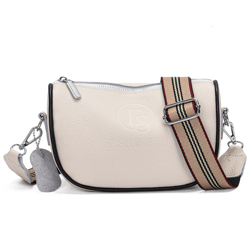 Free Shipping Top Layer Cowhide Saddle Bag Designer Women's Handbag New Fashion Trend Versatile Genuine Luxury Leather Shoulder Bag With Wide Str