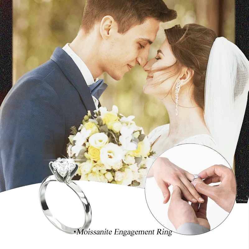 Choucong 2024 Top Sell Wedding Rings Luxury Jewelry Real 100% 925 Sterling Silver Water Drop White Moissanite Diamond Gemstones Elegant Women Bridal R