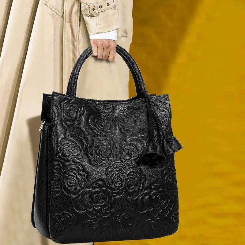 Aidrani 2024 Women's Fashion Genuine Leather Bag, Large Capacity Flower Patterned Brand Cowhide Bag