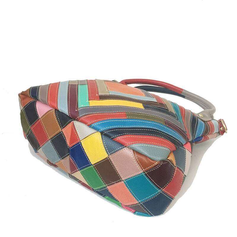 iPinee Fashion Women Large Shoulder Travel Colorful Cow Leather Bag Handbags Female Bags Design For Lady