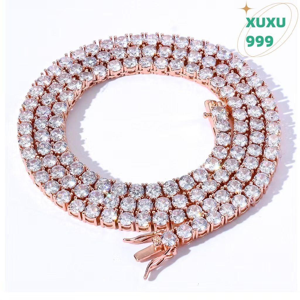 OACOCA Diamond Tennis Chain Hip Hop Moissanite Necklace Bracelet 925 Silver Cuba Chain VVS Jewelry Men Ice Out Necklace