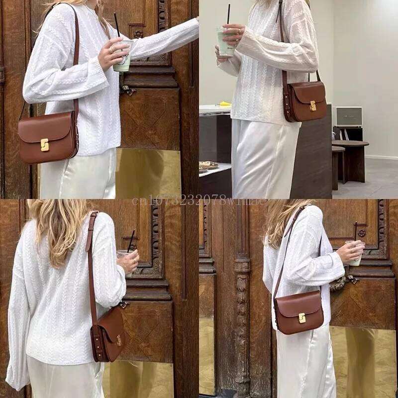 Genuine Leather Shoulder For Women Female Designer Classic Crossbody Square Bags Commuting Bag