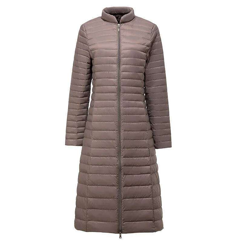 Woman's Ultra Light Jackets Stand Collar Slim Knee Length White Duck Coats Women Down Parkas Lady Overcoats