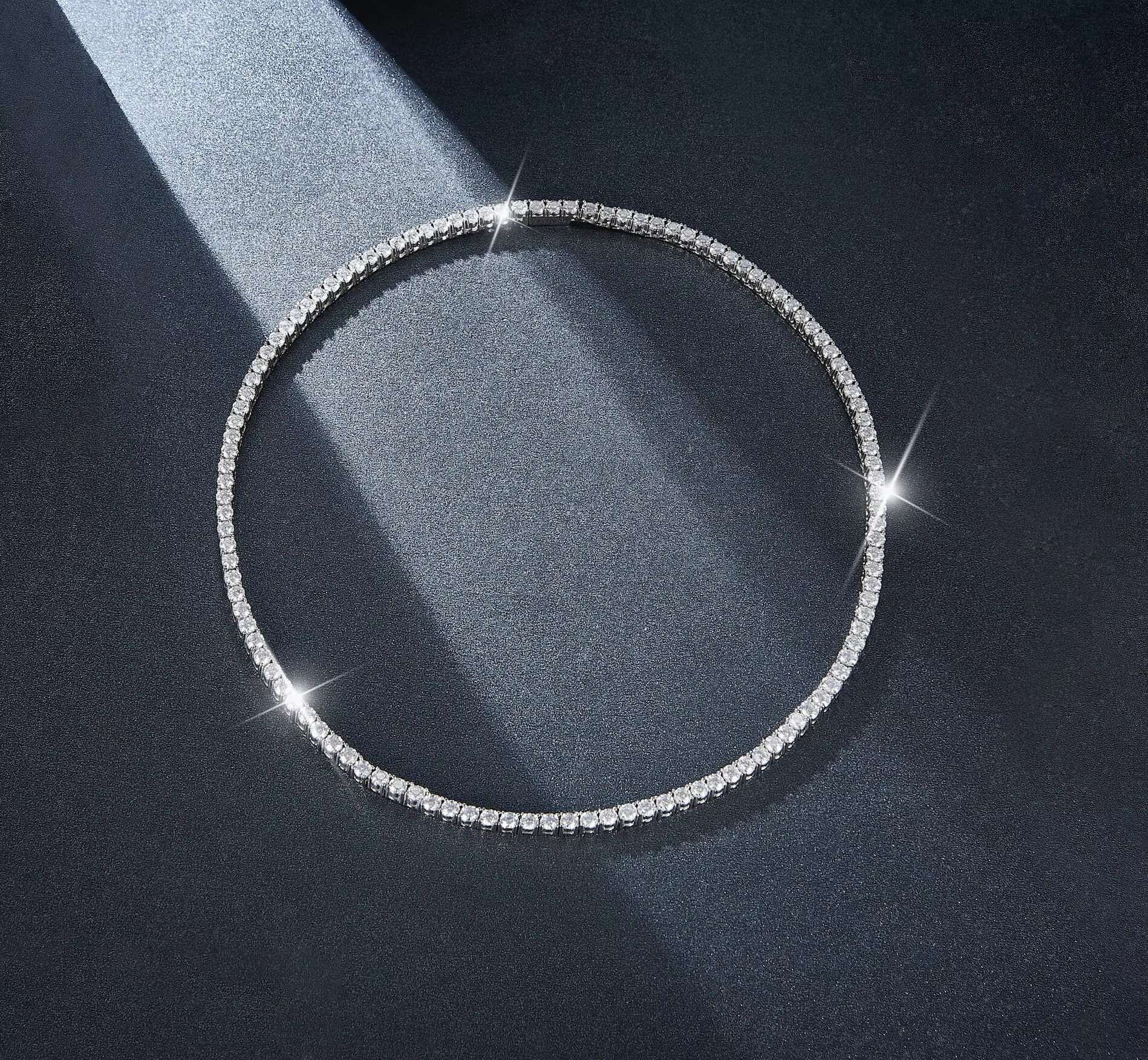 925s 18K Gold Plated Tennis Necklace for Men 4mm White Moissanite for Wedding Gift Stylish Womens Moissanite Tennis Necklace OACOCA