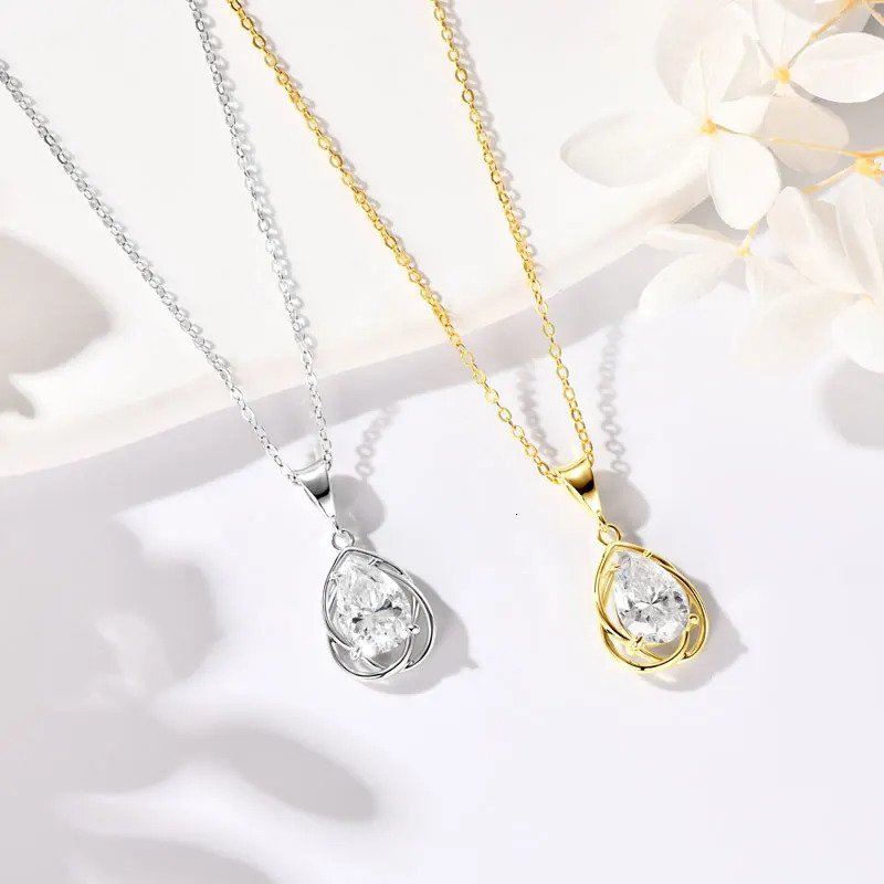 IOGOU Pear Cut 2.0ct Teardrop Pendant Necklace Adjustable S925 Silver Chain GRA Certified Fine Jewelry 2025 Trendy 250609