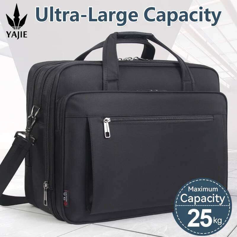 Large-Capacity Business Briefcase 15.6 Inch 17 19 Inches Laptop Men's Waterproof Canvas Document Work Office Bag Offical