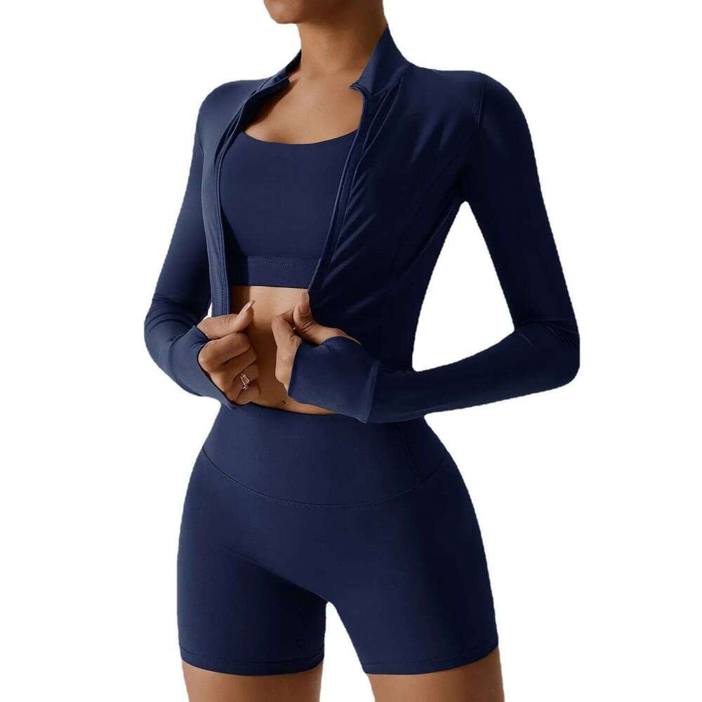 Gym 3pcs Seamless Clothes Sportswear Yoga Suits for Women Long Sleeve Fiess Set Tracksuits Sports Bra Leggings