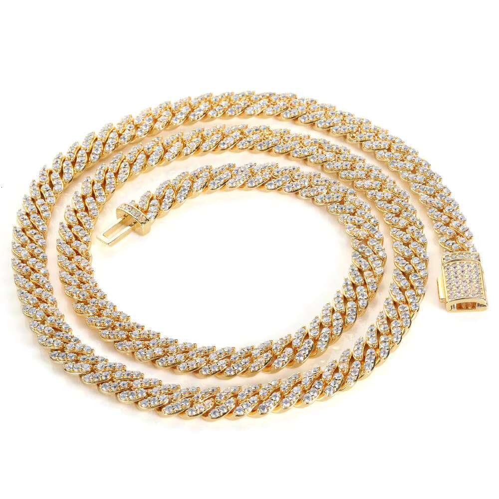 OACOCA Hip Hop Jewelry Diamond Iced Out 8mm Silver Thick Cuban Link Chains for Girl Cuban Necklaces Women Men