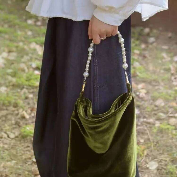 Fashion Veet Bags Totes Shoulder Bag Women Party Casual Stylish Handbag Pearls Crossbody
