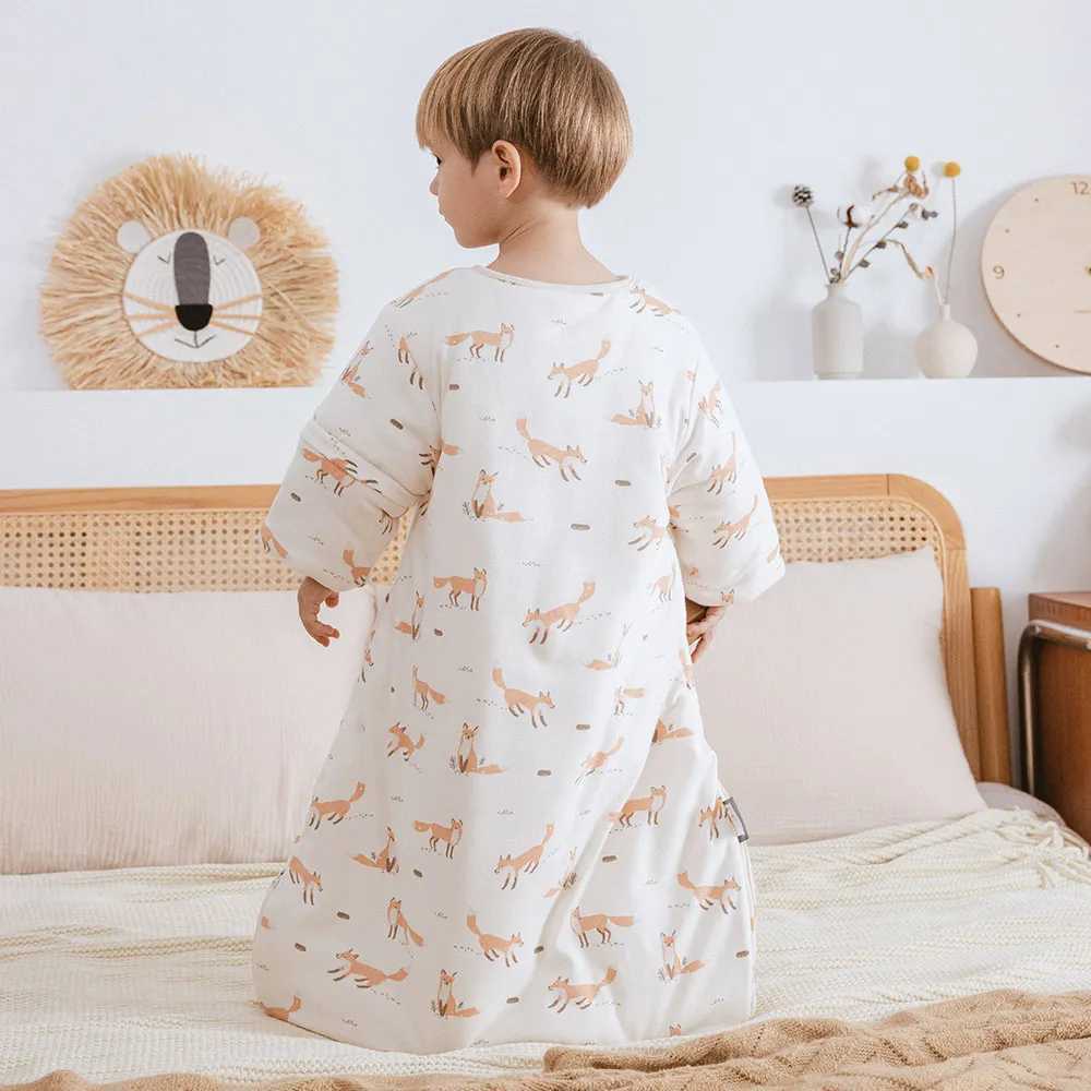 Sleeping Bag For Babies 0-24Months Thicker Winter Sleep Sack Removable Sleeves Kids Anti-Kick Prevent Cold Baby Blanket 3.5Tog y250610TZYB