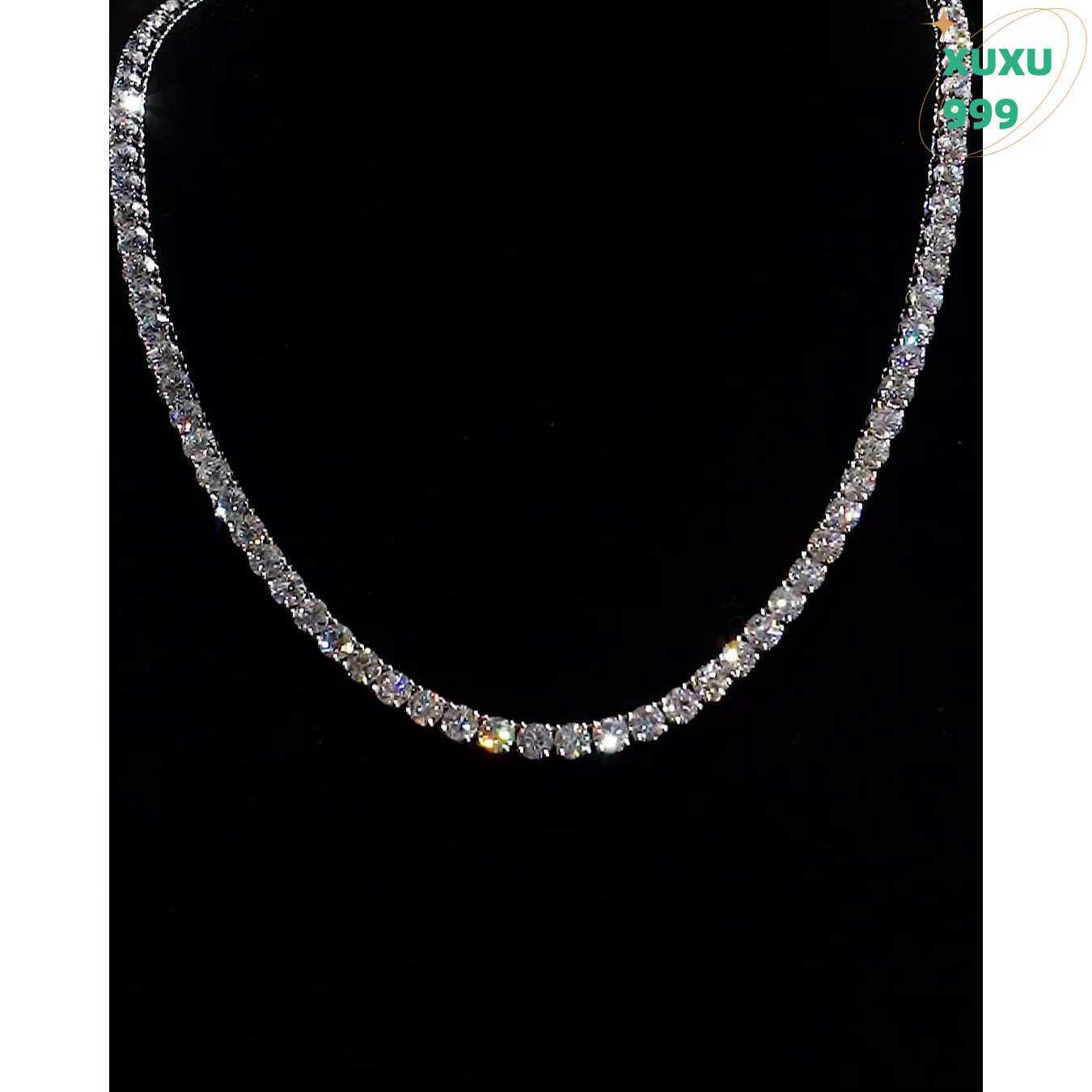 OACOCA 5mm VVS1 Moissanite Diamond Tennis Chain Necklace Iced Out Round Cut Design 925 Silver Passes Diamond Tester Hip Hop Jewelry
