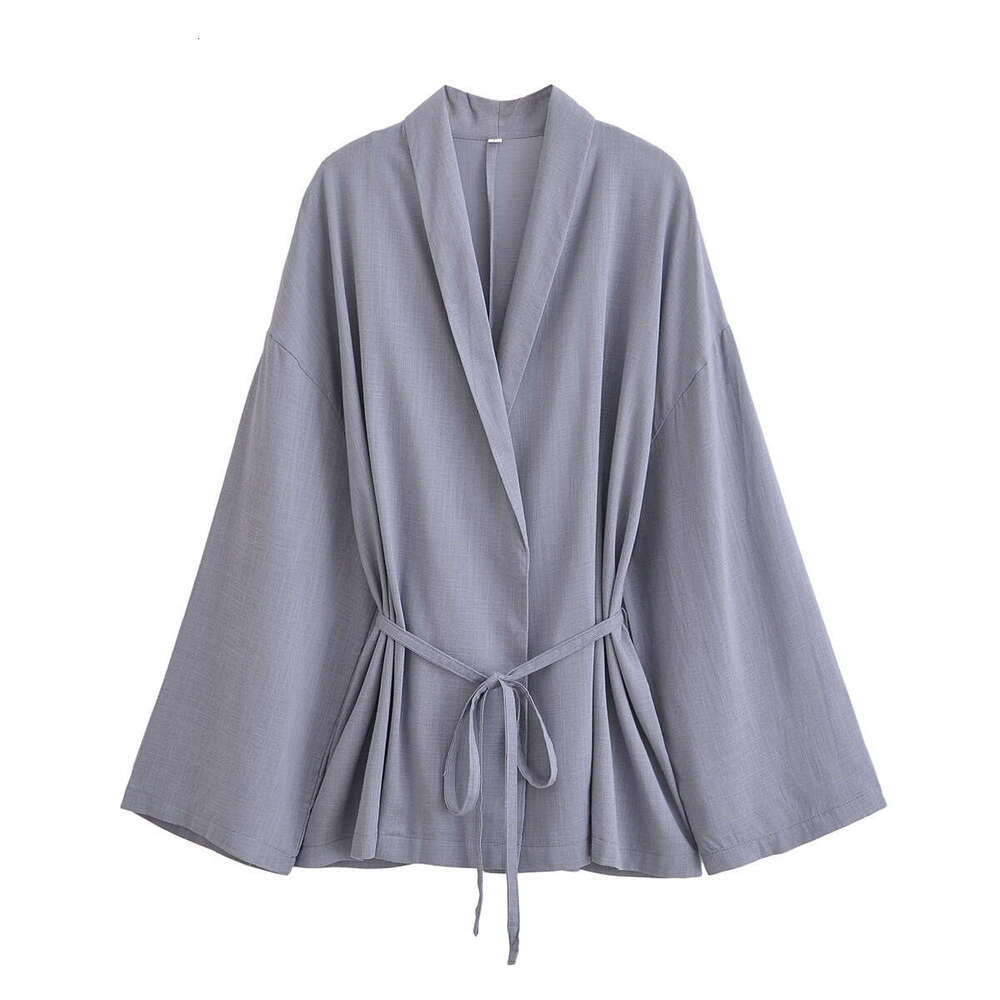 Spring New Style Textured Double Collar Kimono-Style Outerwear27734pants4391423 B5