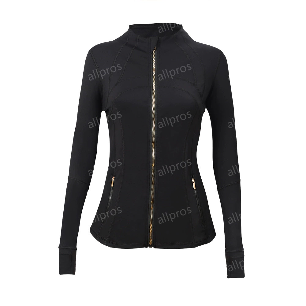 Yoga Jacket Define Cropped With Gold Zipper Women Long Sleeve Sport Coat Fiess Gym Breathable Sweatshirt Jogging Sportwear Jackets gym set