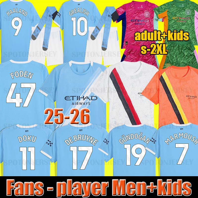 3XL 4XL man city 25 26 HAALAND MARMOUSH SOCCER JERSEY GREALISH MAN CITIES ALVAREZ player DE BRUYNE FODEN football tops shirt men kids kit DOKU Mancheste rs city jersey