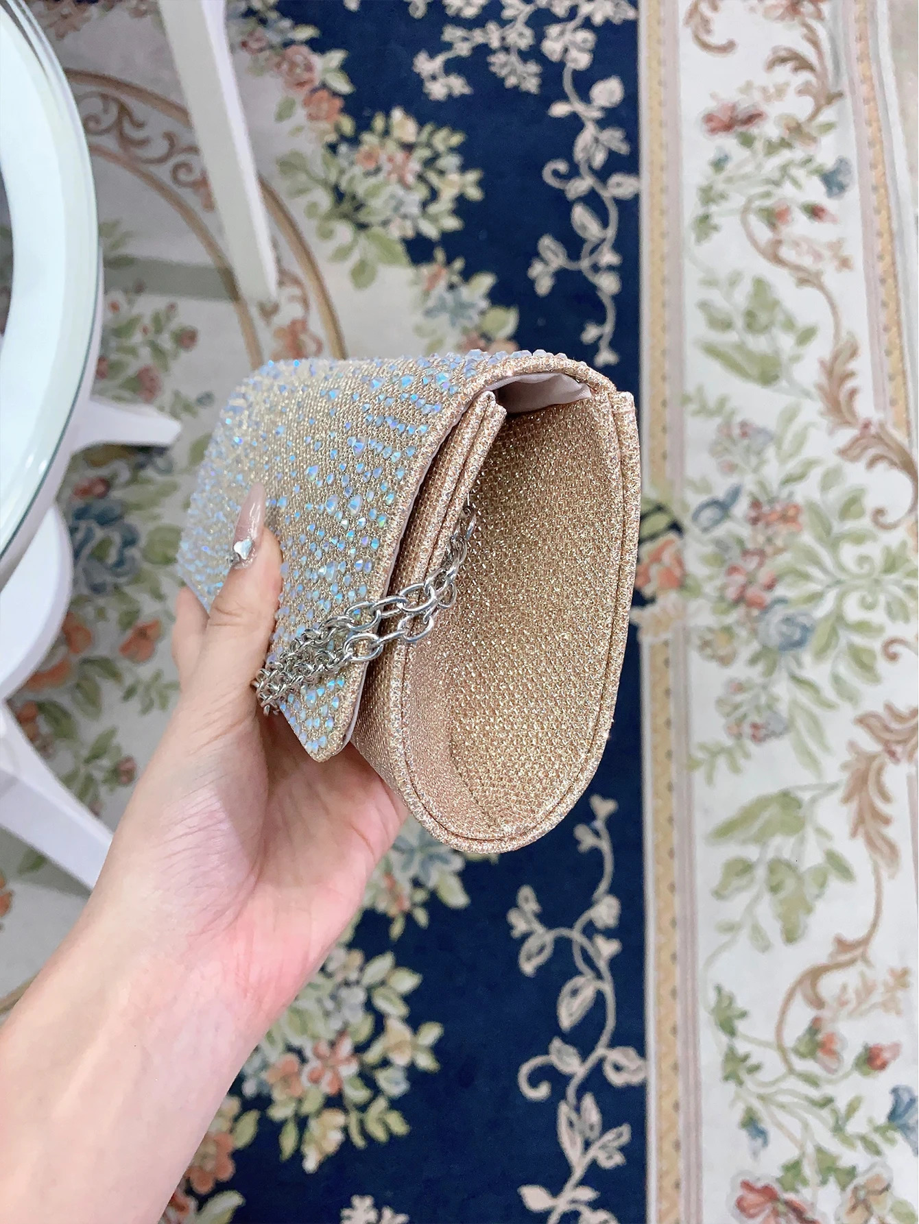 Elegant and fashionable sparkling rhinestone dinner bag exquisite and luxurious shoulder bag banquet party ball envelope bag 250606