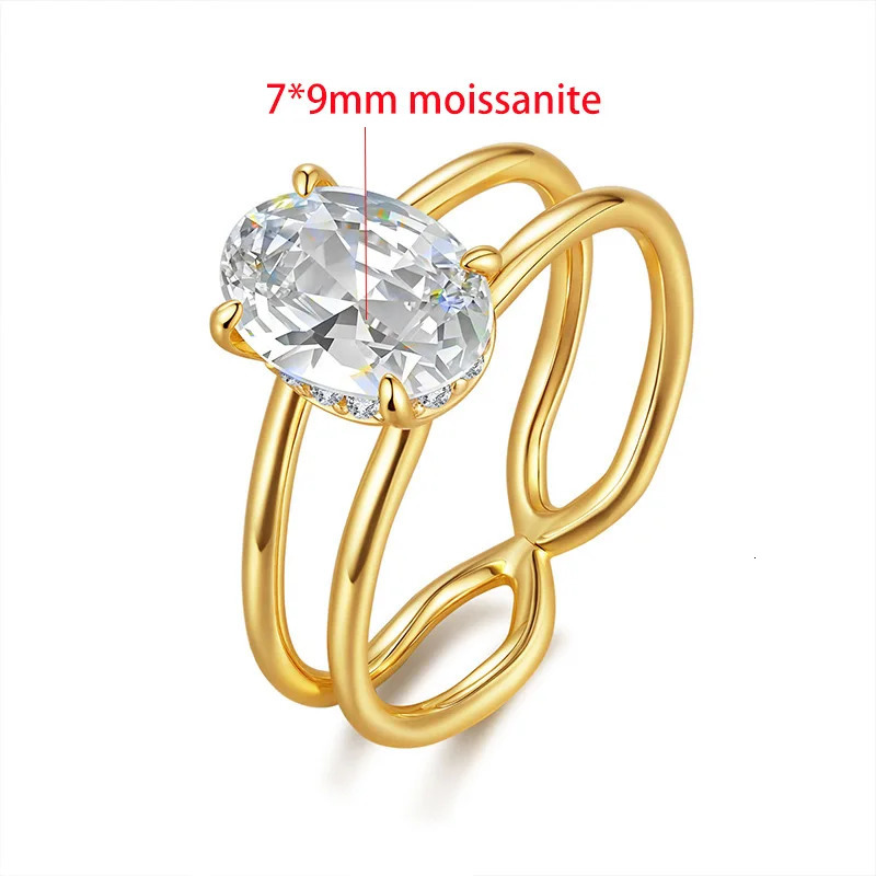 TFGLBU 2CT 7*9mm Oval Cut Ring for Women Lab Diamond Solitaire 18k Plated Wedding Engagement Party Band 925 Silver 250610