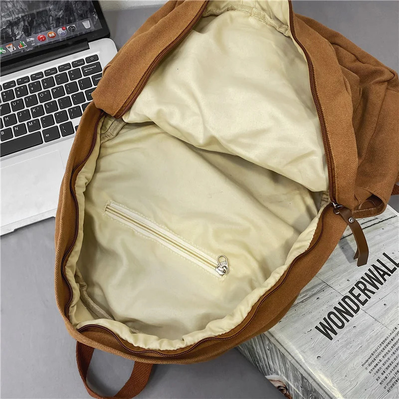 Cool Canvas Green Laptop Student Bag Trendy Women Men College Bag Female Backpack Male Lady Travel Backpack Fashion 250606