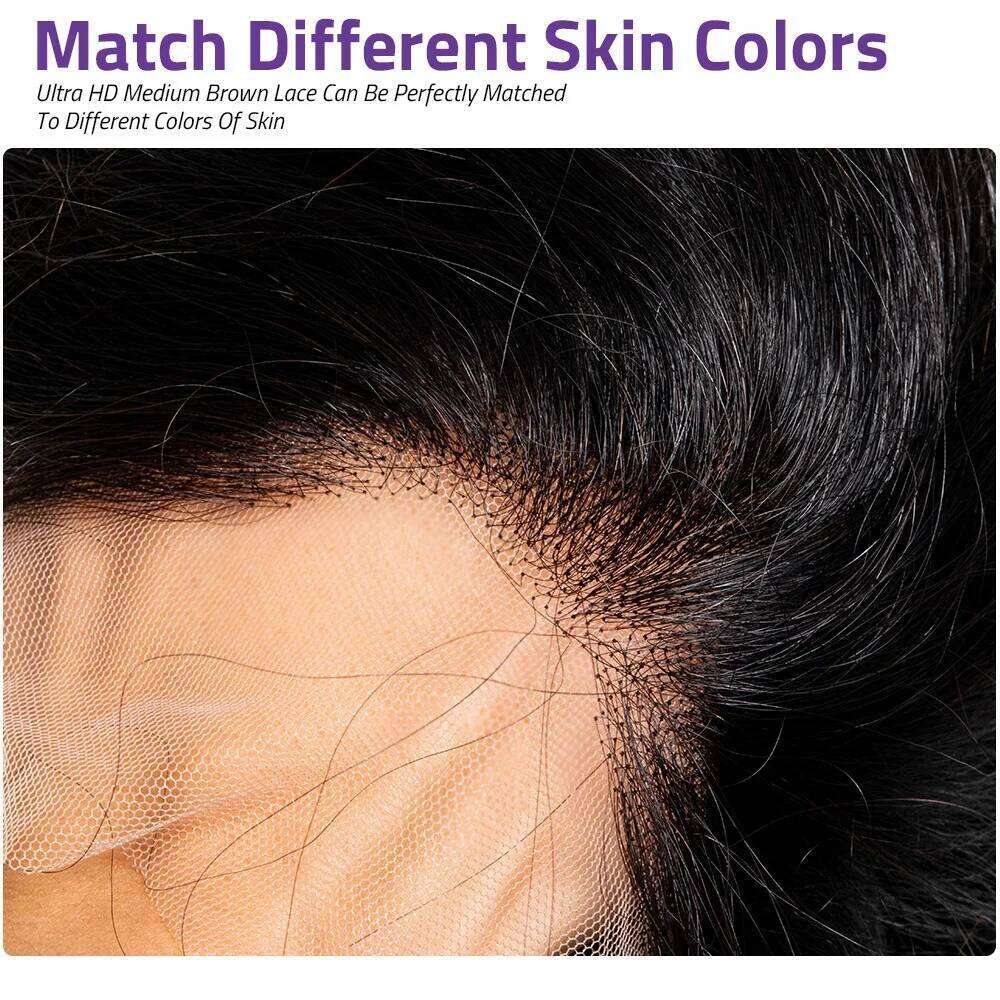 13x6 HD Transparent Body Wave Front Pre Plucked 360 Lace Frontal Human Hair Wigs For Women 5x5 Closure Wig