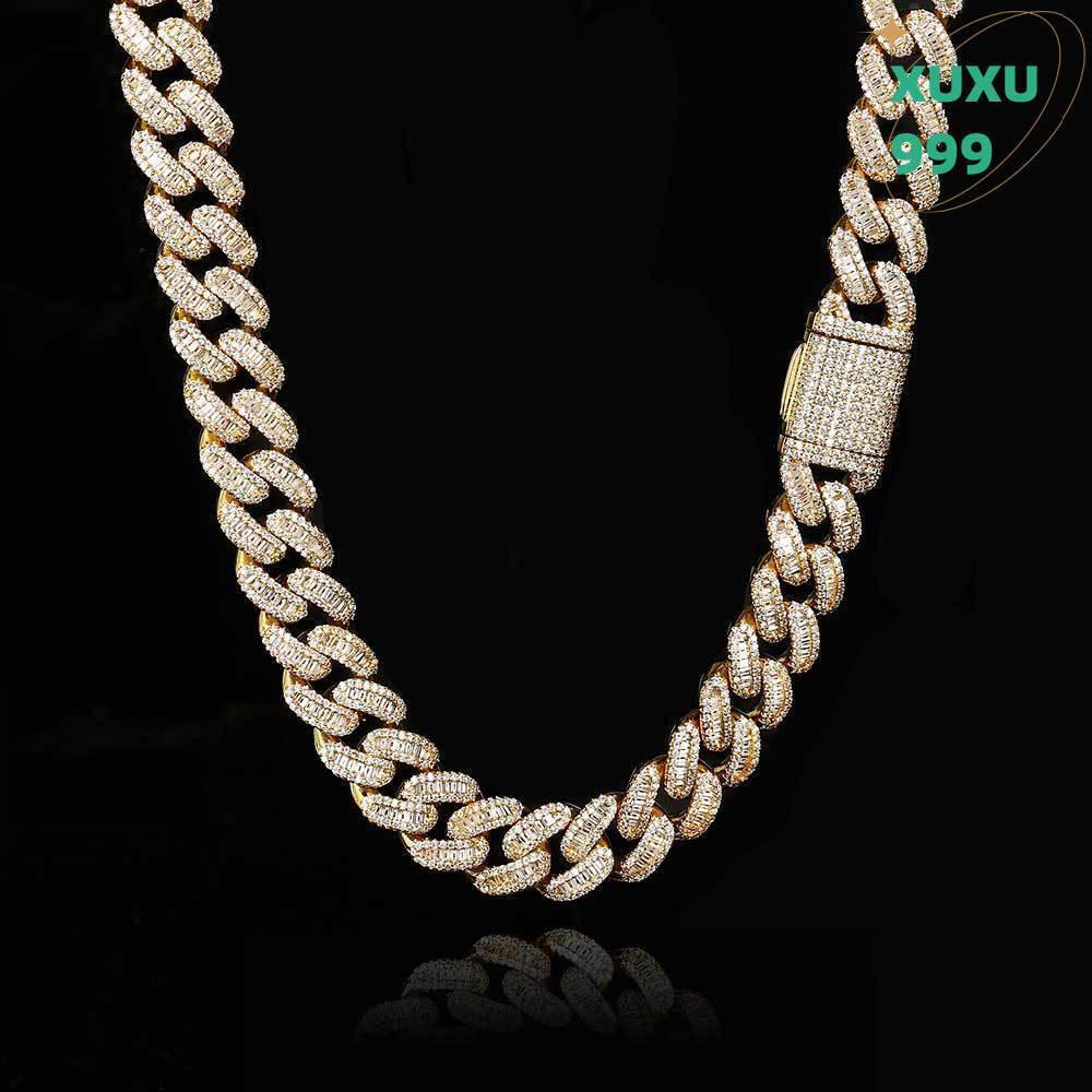 OACOCA Hip Hop 15mm Zircon Cuban Chain Necklace for Men 18k Gold Plated Iced Out Large Necklace Fine Fashion Chunky Necklace