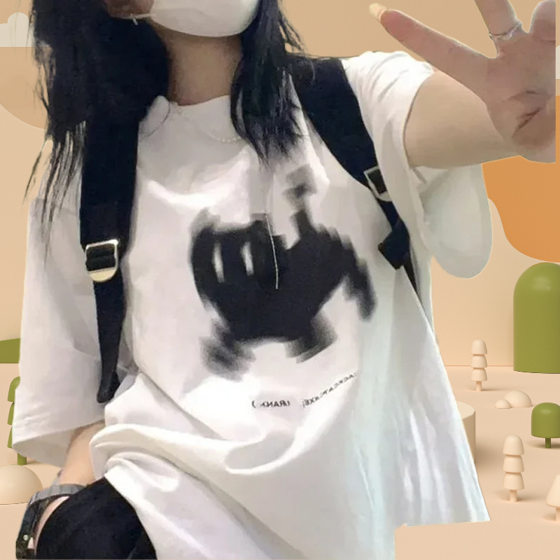Summer Aesthetic Print Short Sleeve Designer T-shirts Basic Streetwear Tops Y2k Women Casual Harajuku Gothic O Neck Tees Clothing 2025 New