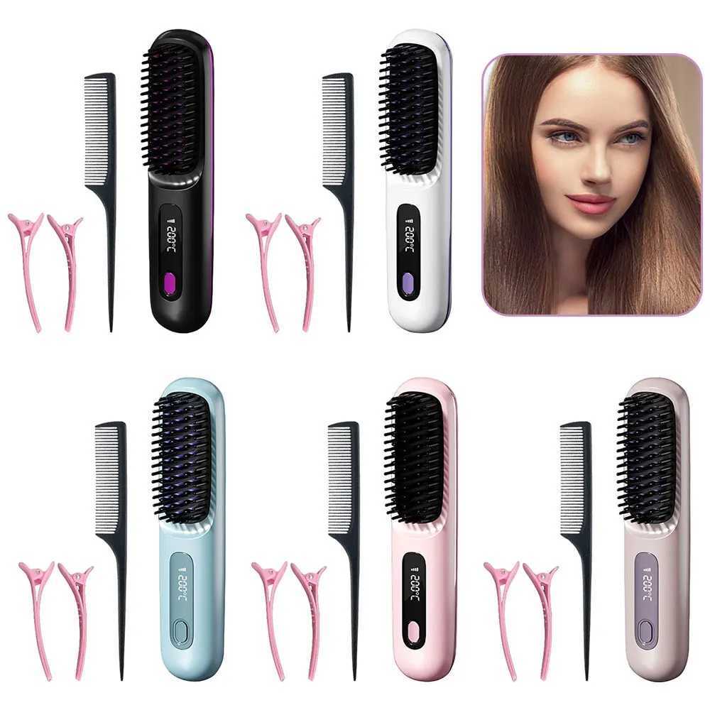 Cordless Straight Hair Straightening Comb Anti-Scald Electric Hot Comb Straightener Brush 3Gears Hair Straightener Styling Tool W250610