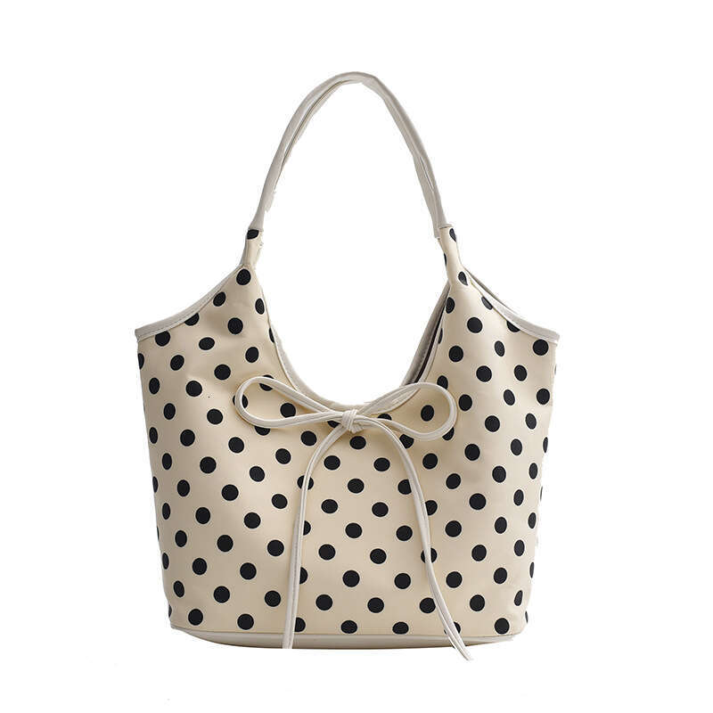 Korean Style Polka Dot Fashion Shoulder Large Capacity New Personality Handbag Basket With Bowknot Strap Underarm Bag