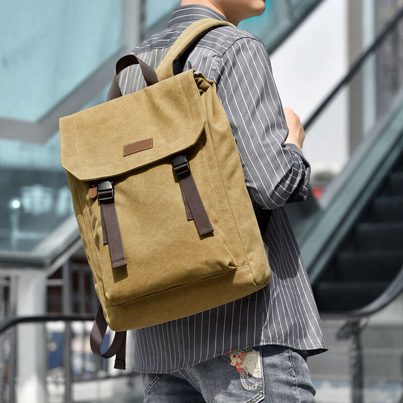 Men's Backpack New Style Double Shoulder American Casual Laptop Travel Canvas College Middle Student School Bag
